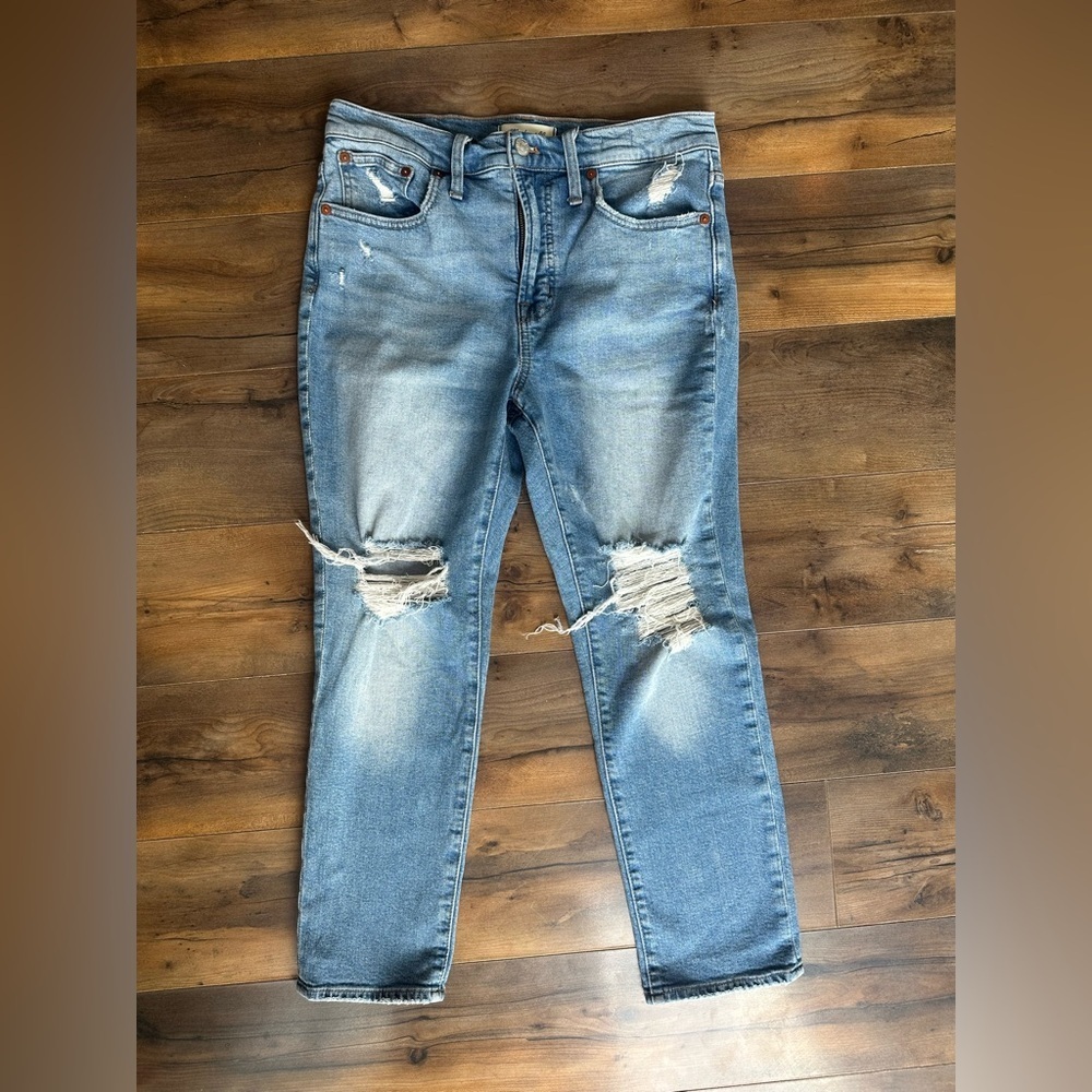 Madewell Perfect Vintage Jeans 28P Distressed Ripped Light Wash High Rise